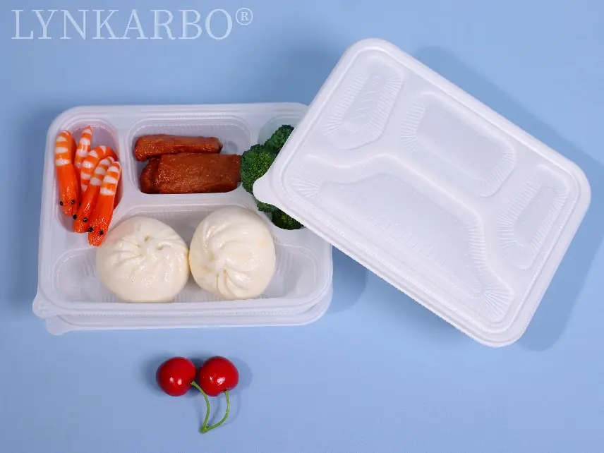 CPLA disposable four-compartment food container